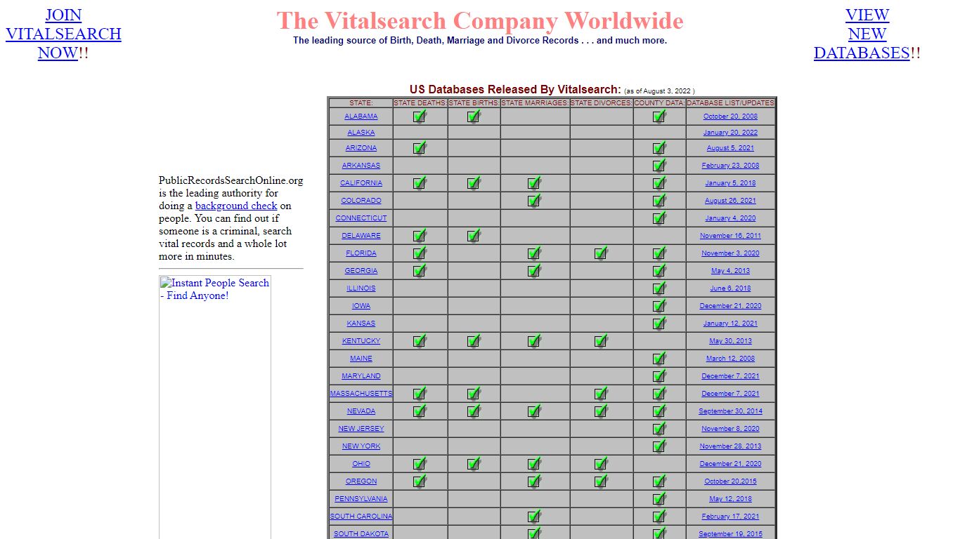 VitalSearch-Worldwide.com:State Search Portal
